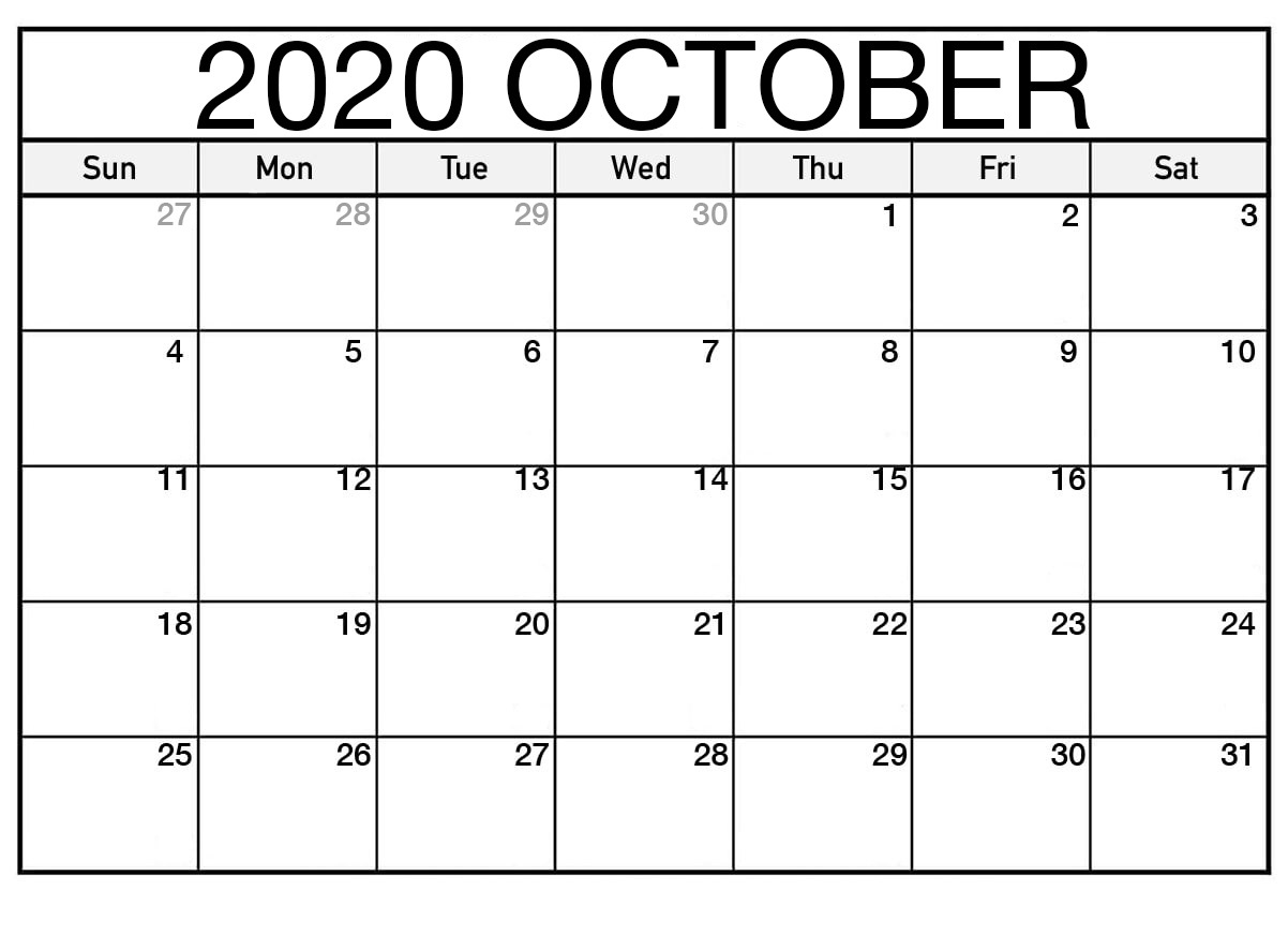 October Calendar Template