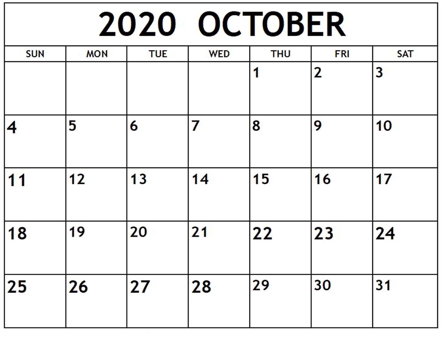 October Calendar