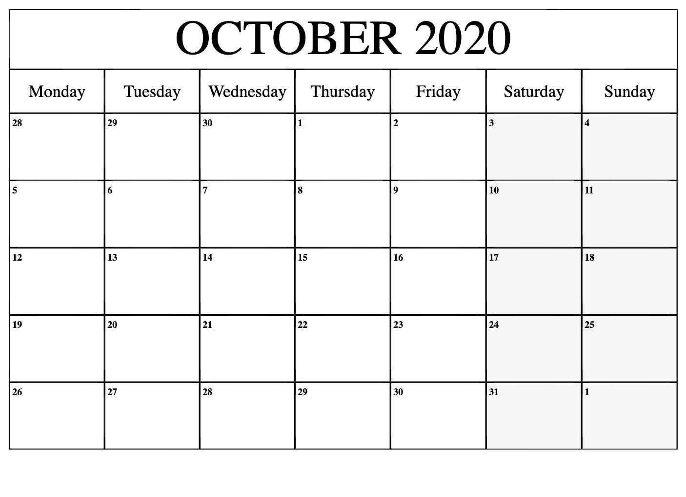 October Calendar