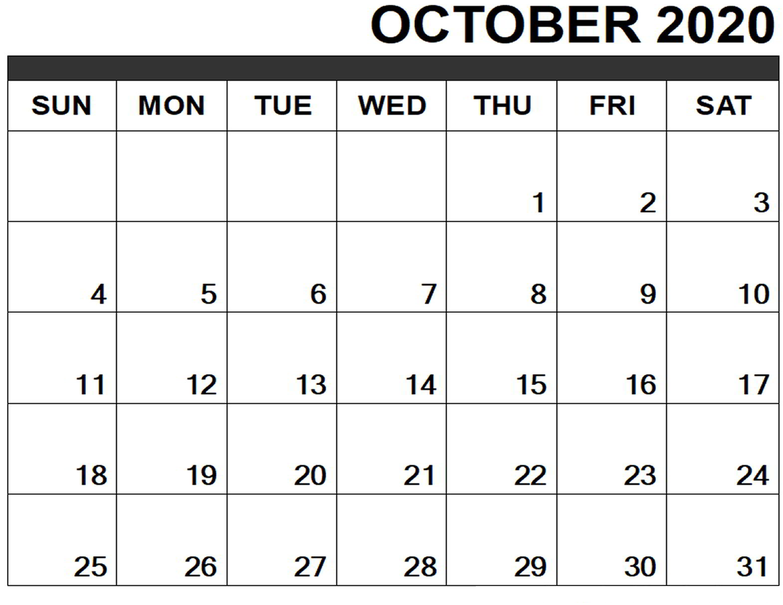 October Calendar