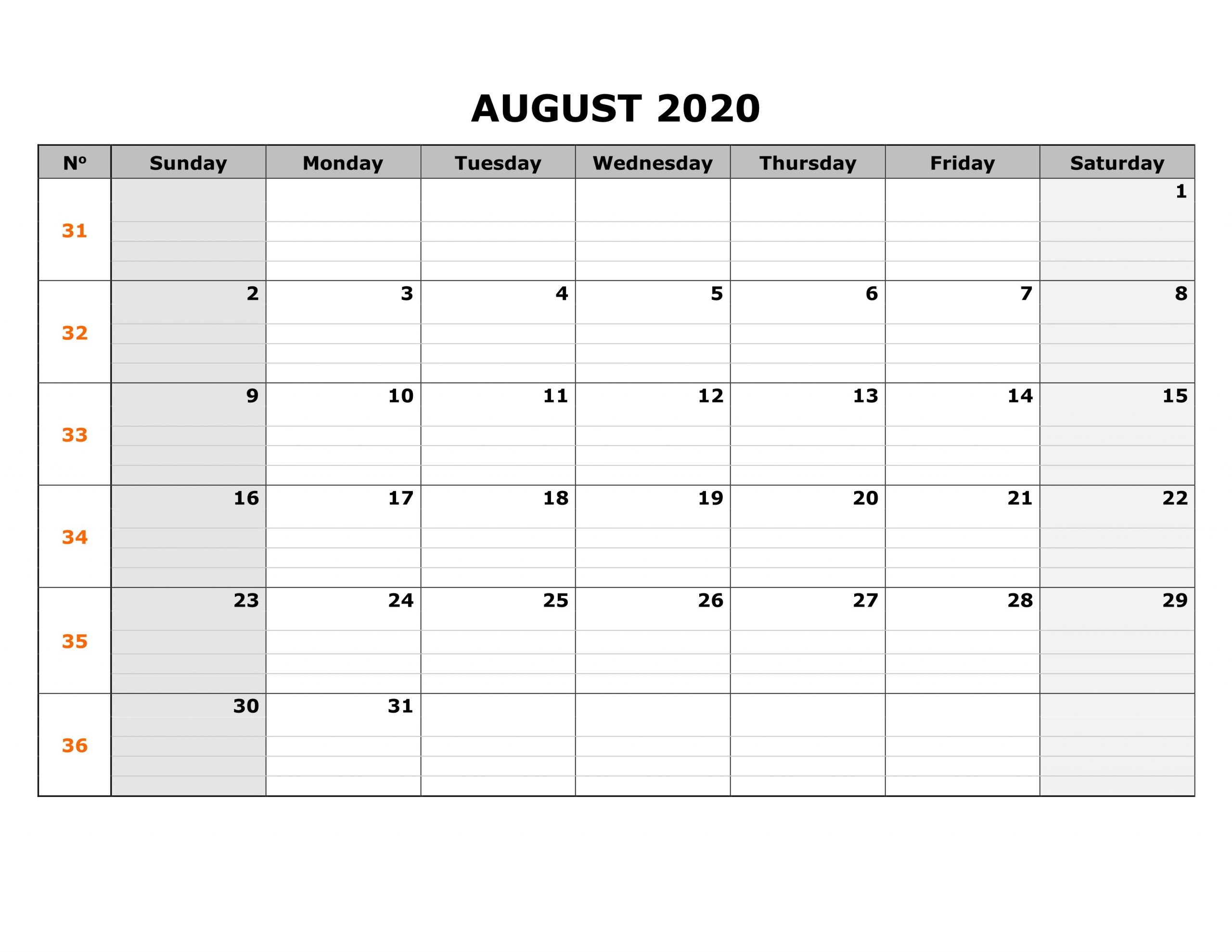 August Calendar