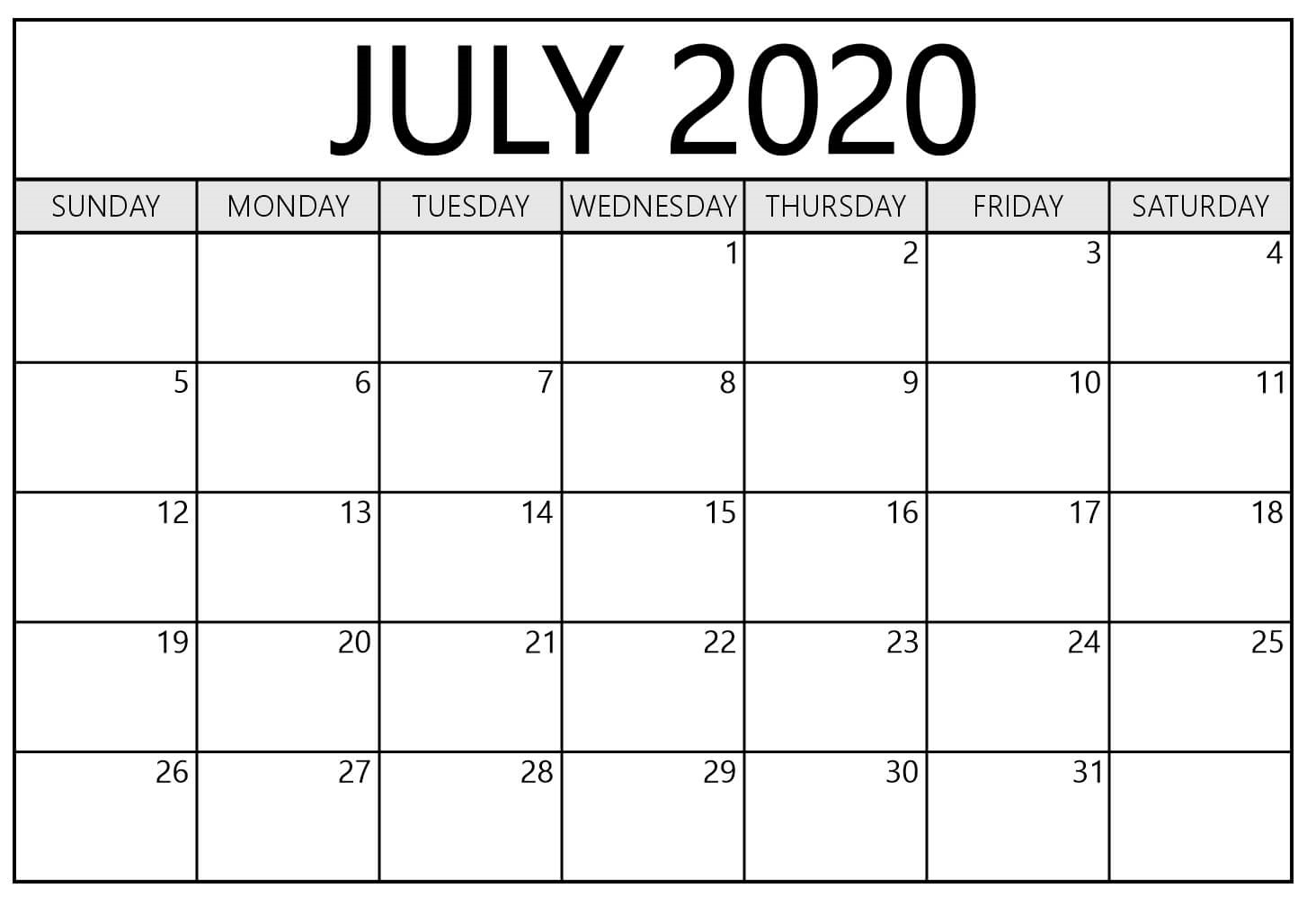 Calendar July 2020