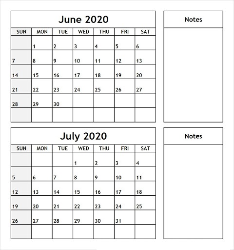 Printable Calendar 2020