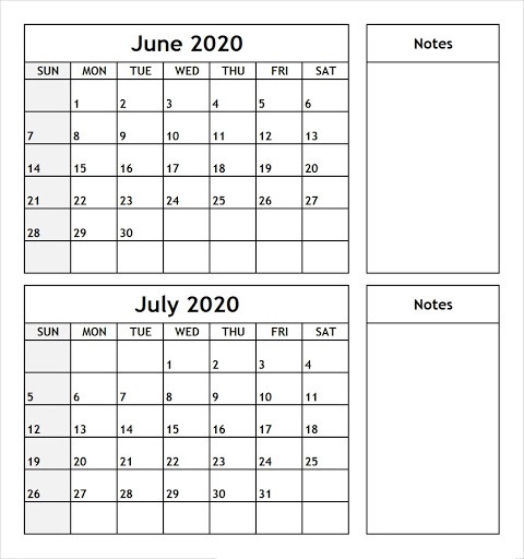 Printable Calendar 2020