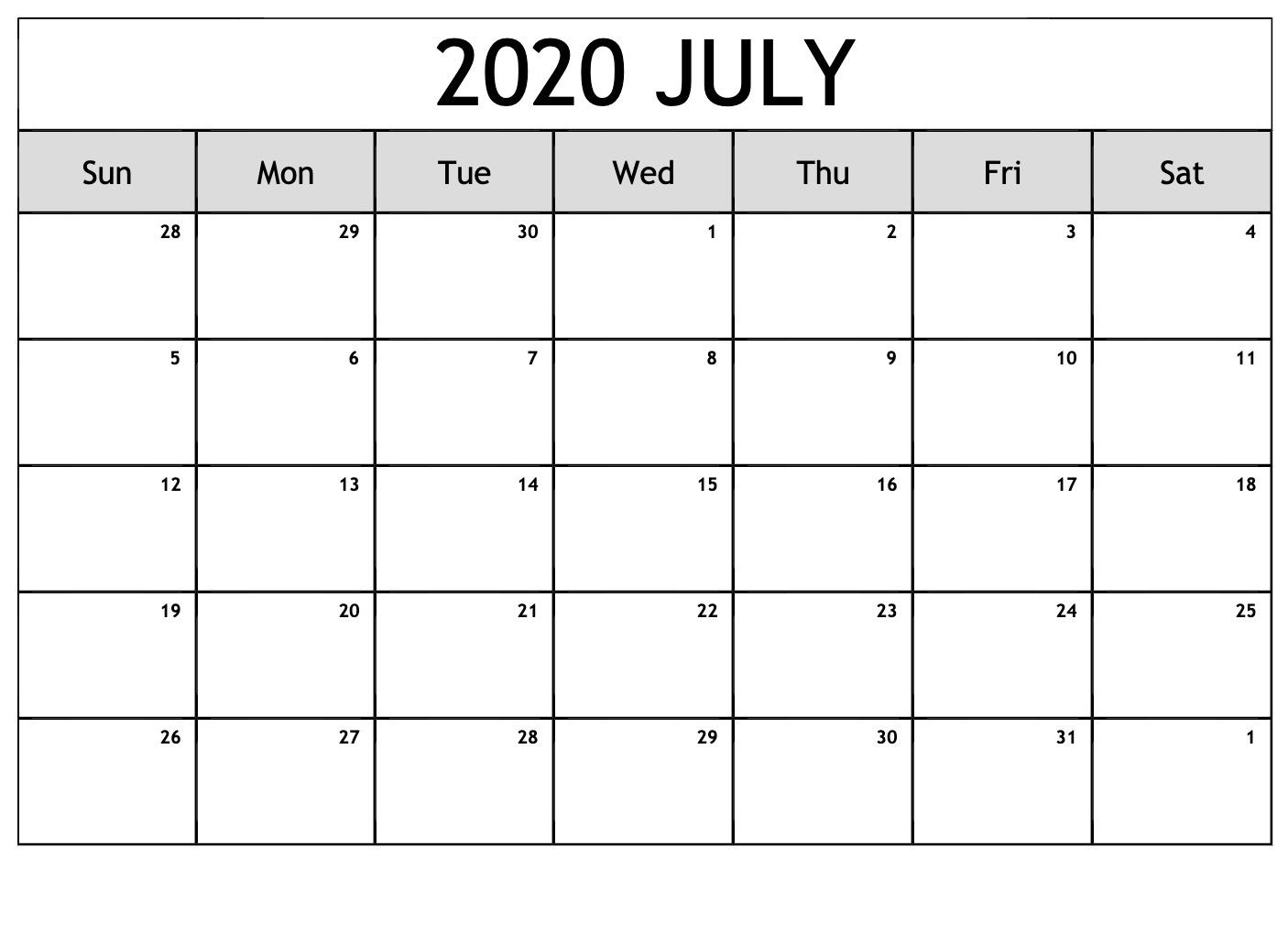 Printable Calendar 2020