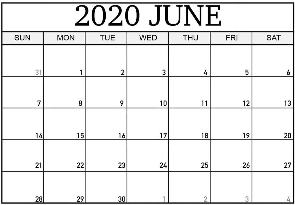 2020 Printable Calendar