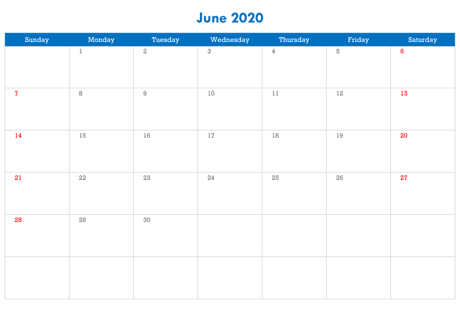 2020 Printable Calendar