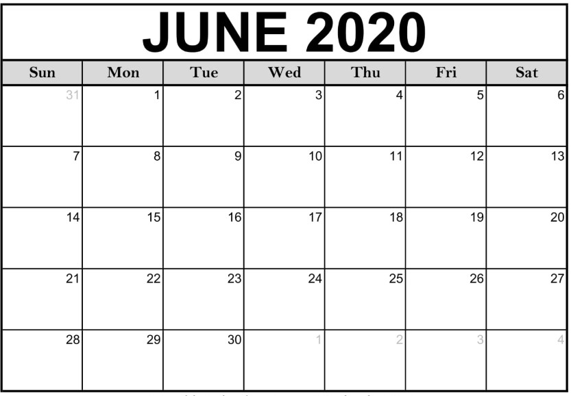 2020 Printable Calendar