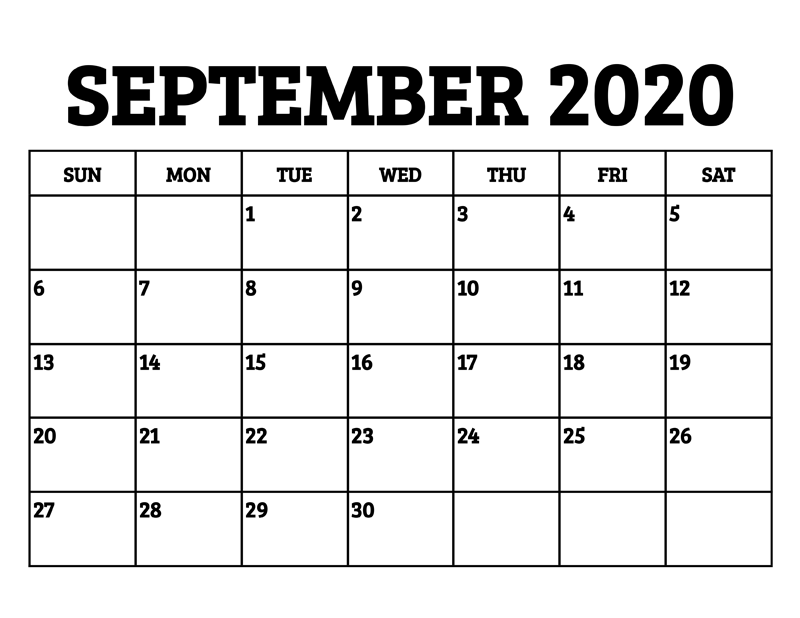 Free Printable September 2020 Calendar - Free Printable Blank Holidays Calendar Wishes Images ...