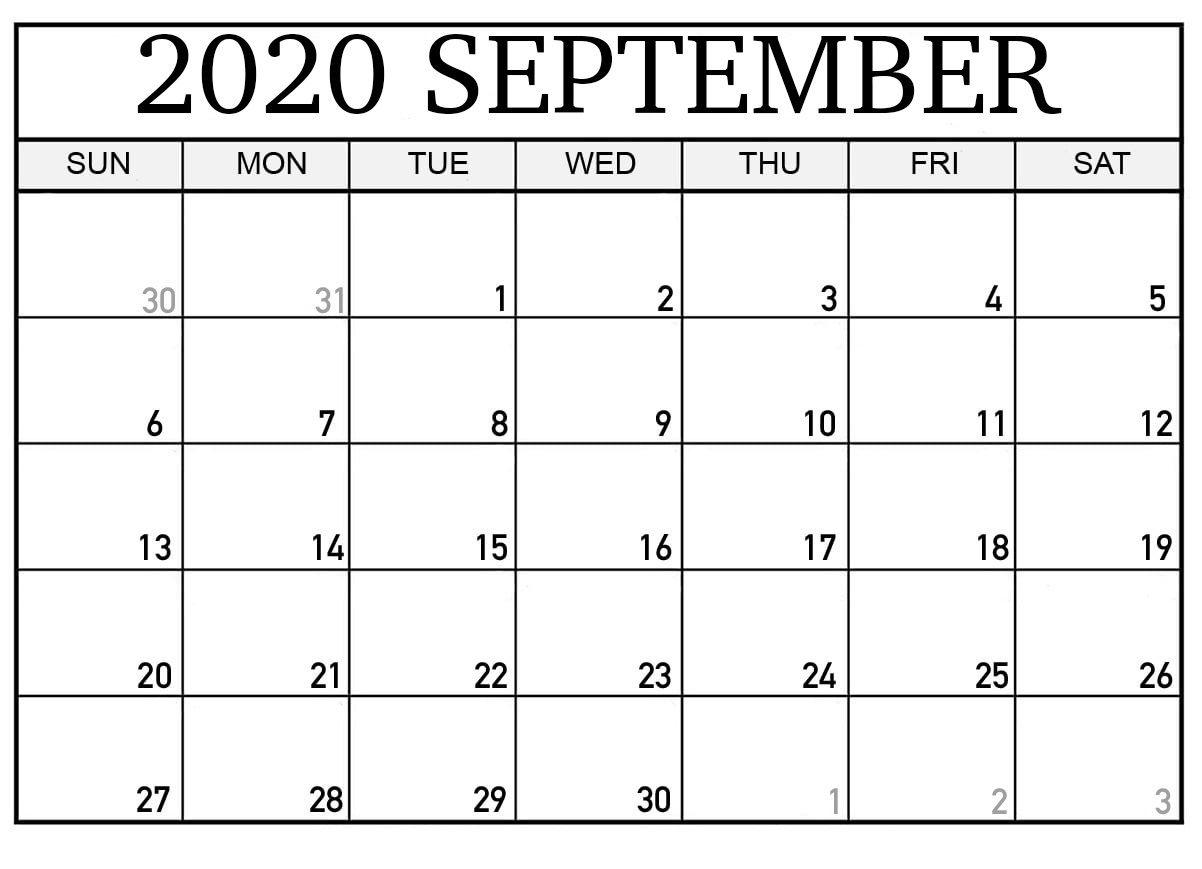 September 2020 Calendar