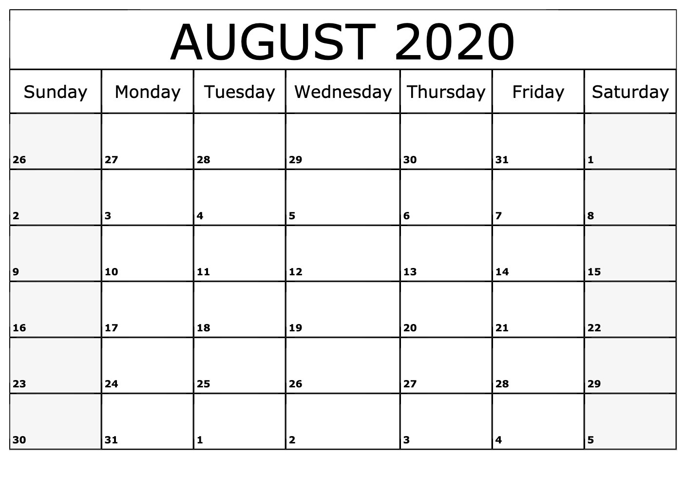 September 2020 Calendar