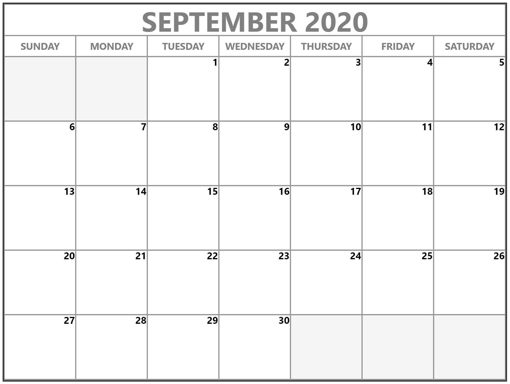 September 2020 Calendar