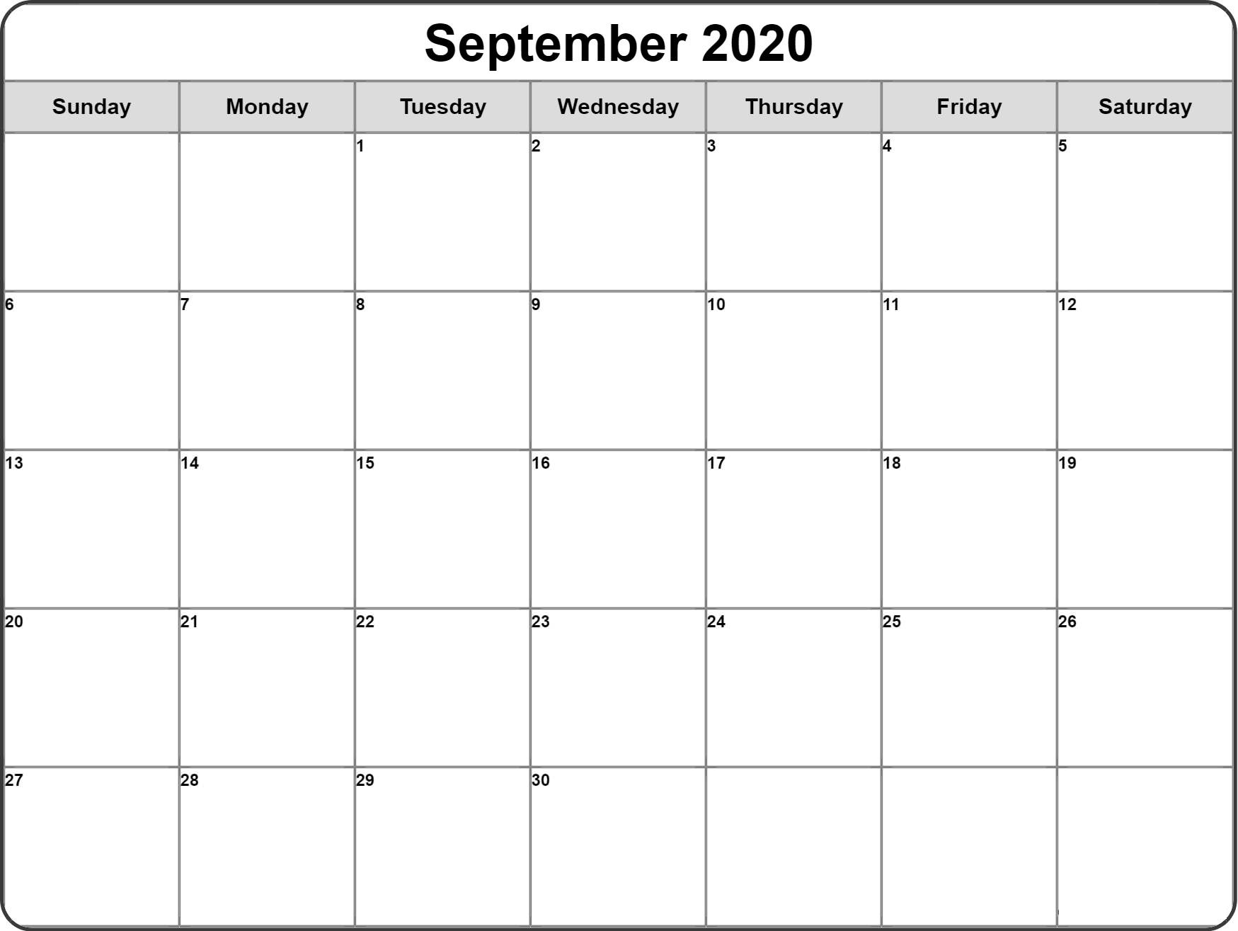 September 2020 Calendar