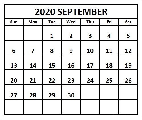 September 2020 Calendar