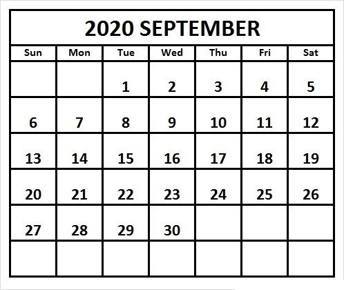 September 2020 Calendar