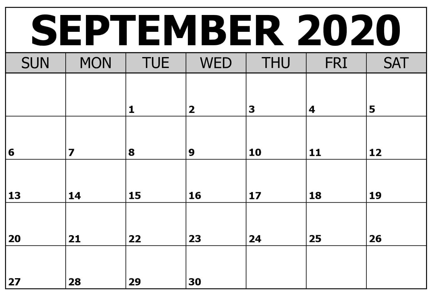 September 2020 Calendar Template