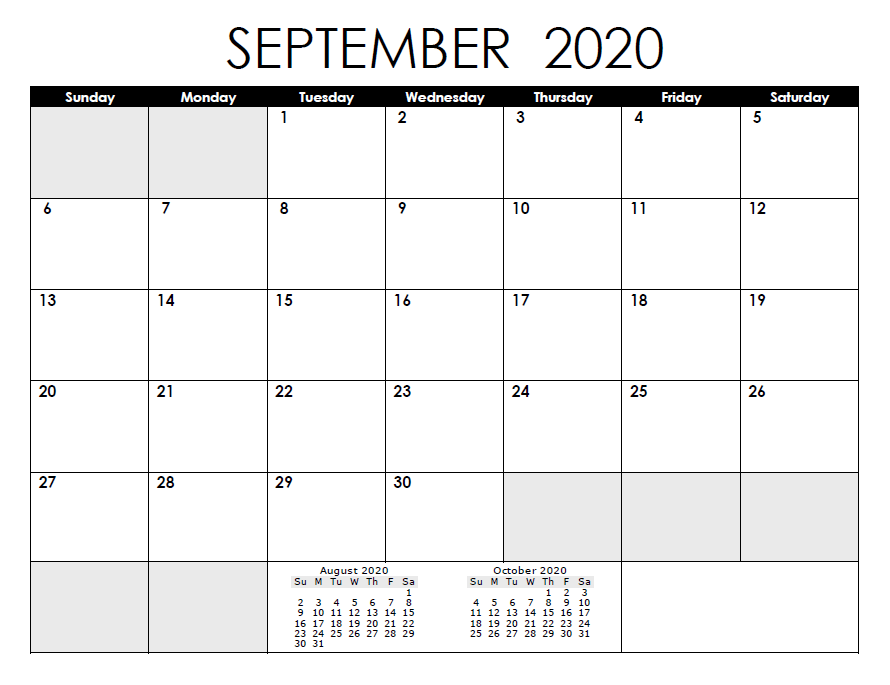 September 2020 Calendar