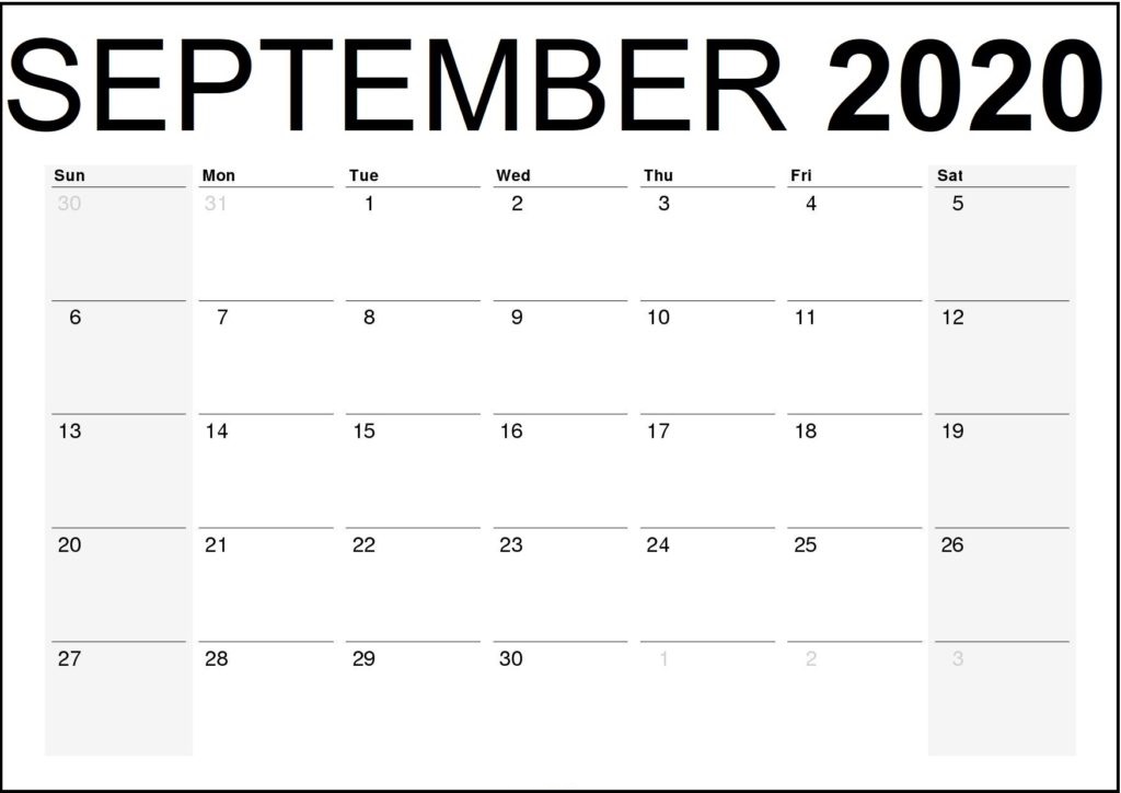 September 2020 Calendar