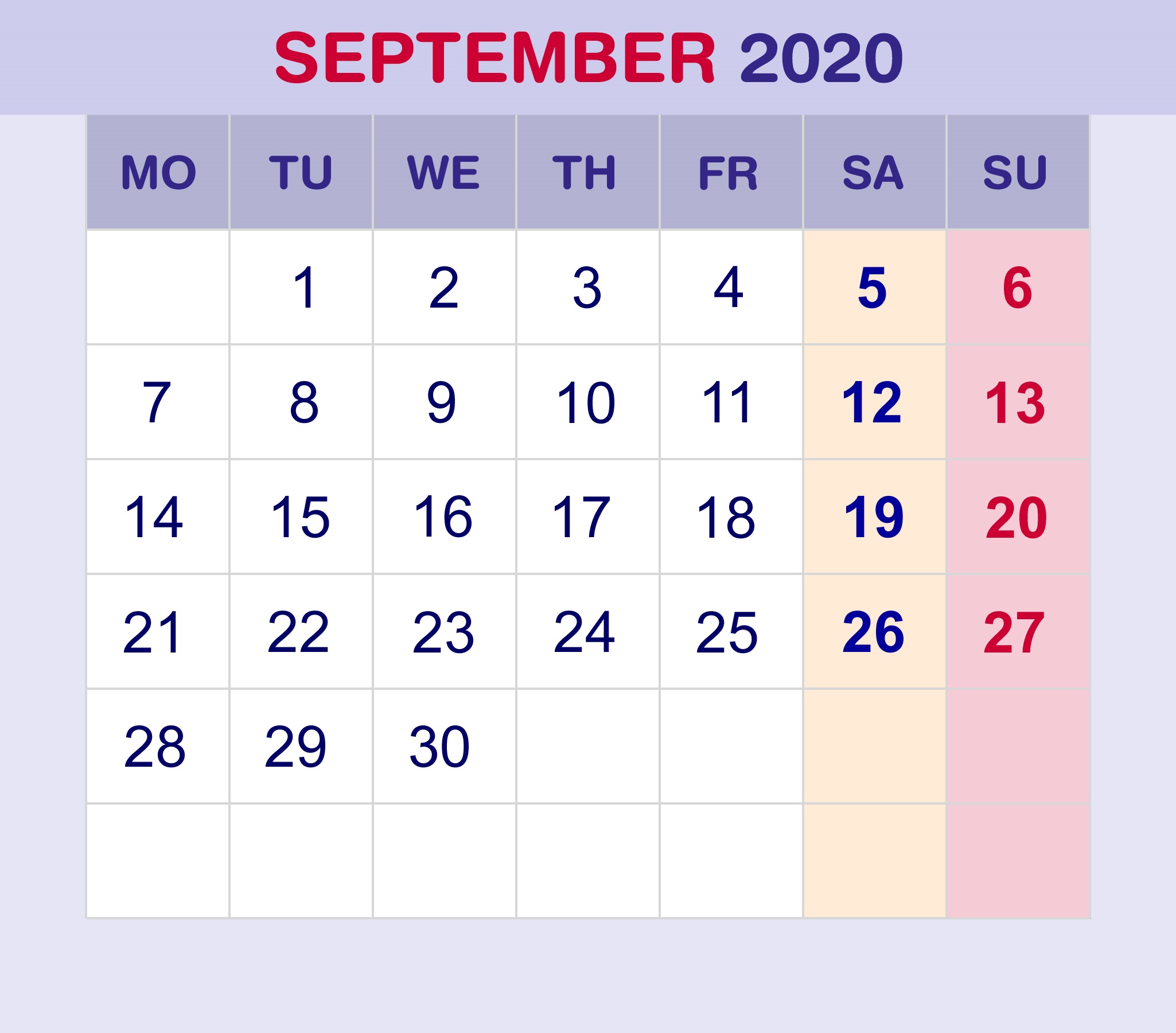 September Calendar