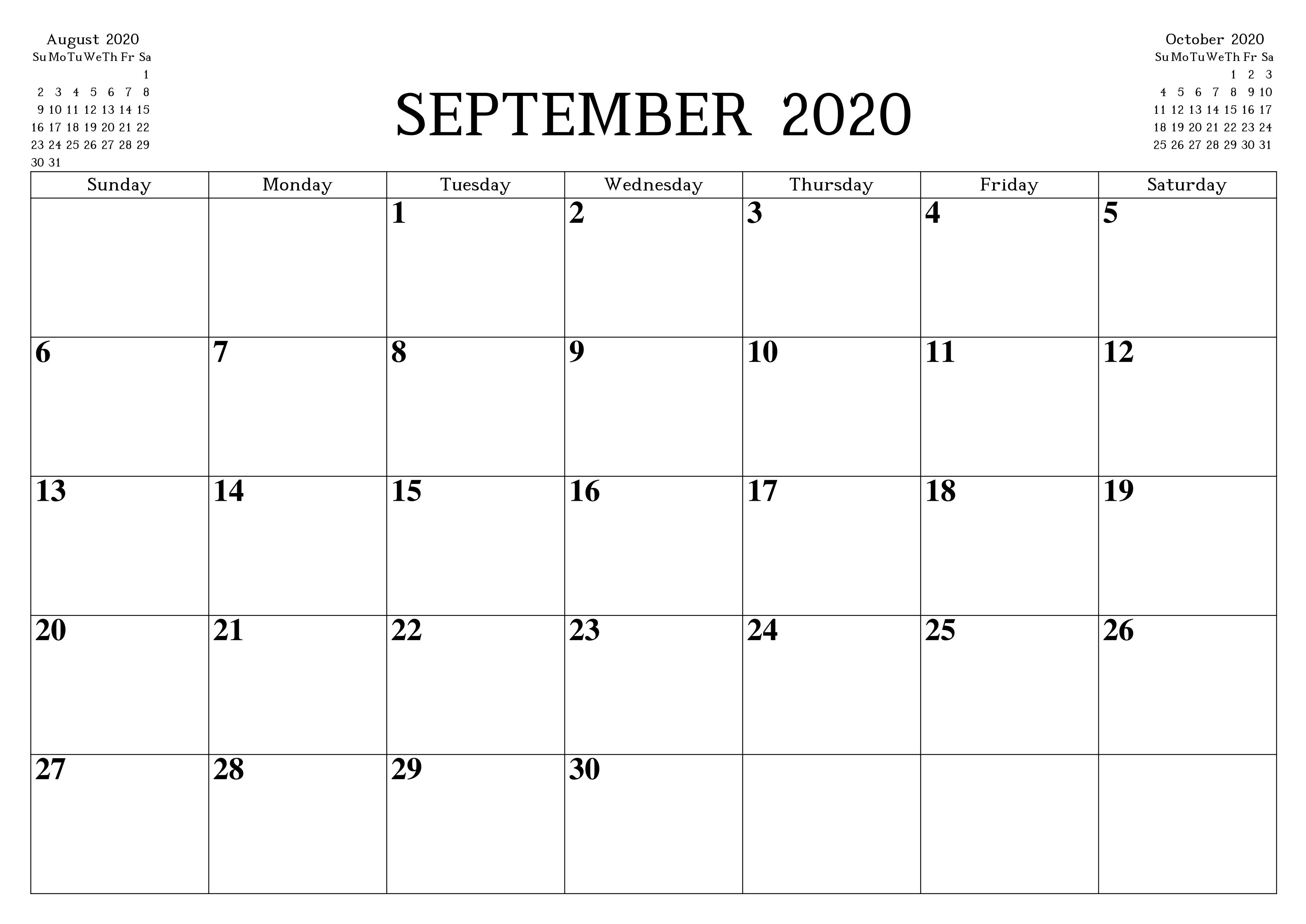 September Calendar