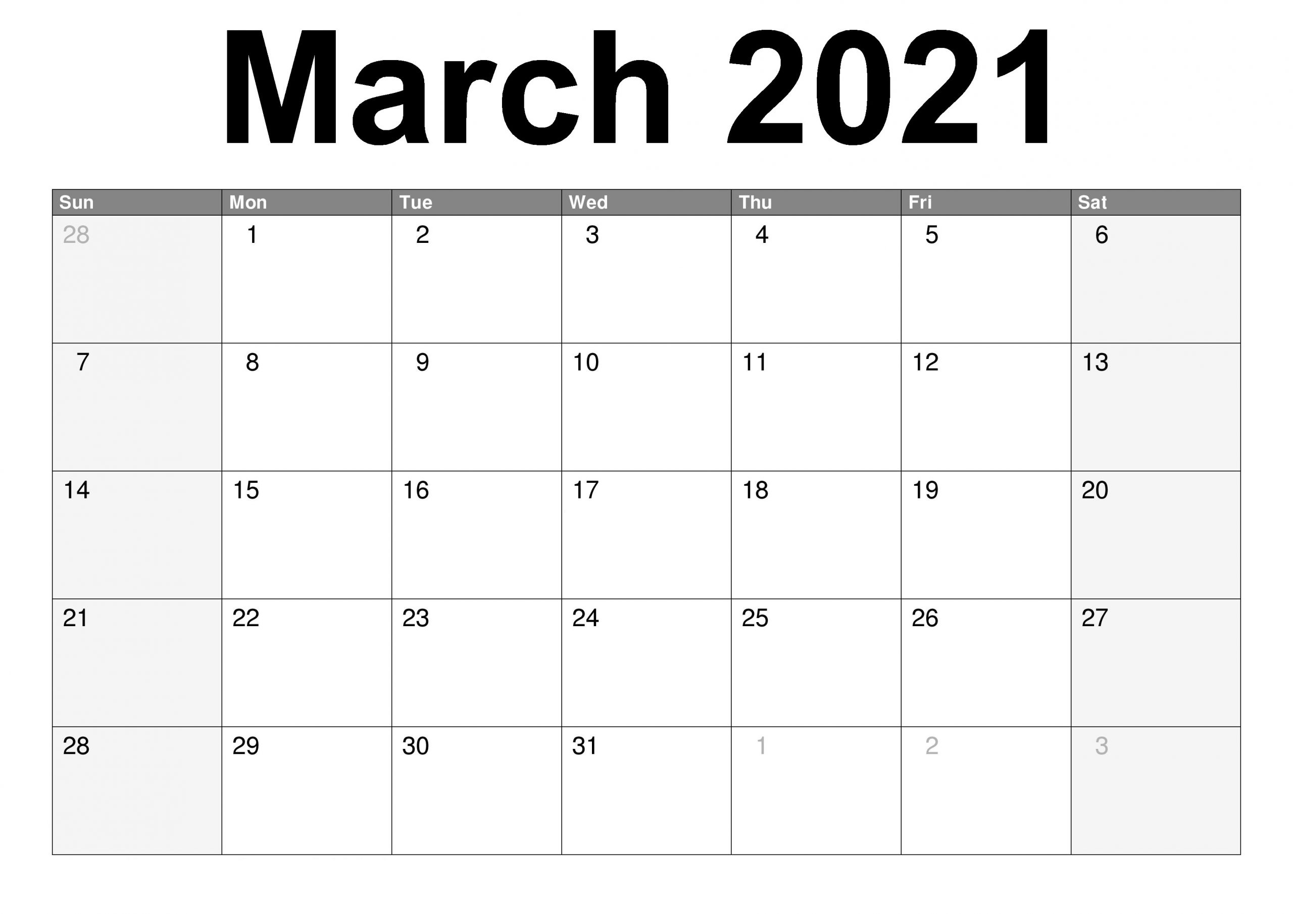 Desktop March Calendar 2021