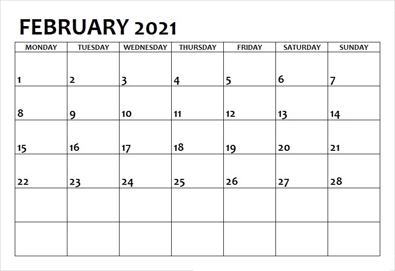 February 2021 Calendar PNG