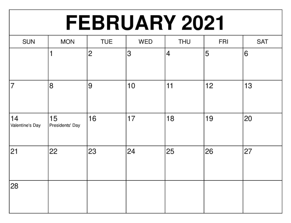 Calendars are easy to save as pdf document or print; February 2021 Calendar Printable With Holidays - Free ...