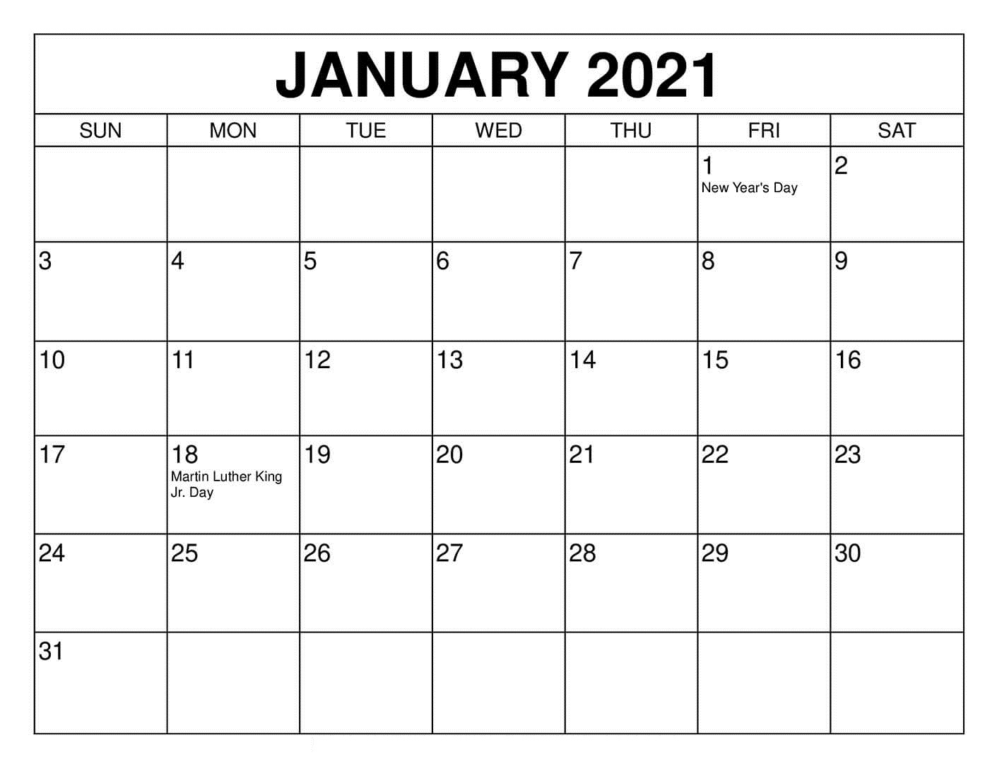 January 2021 Islamic Calendar