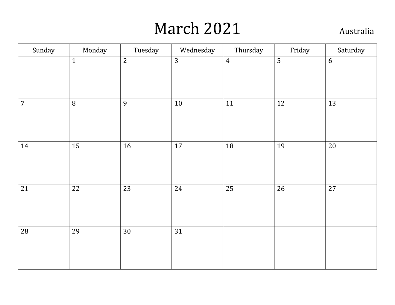 Pink March Calendar 2021