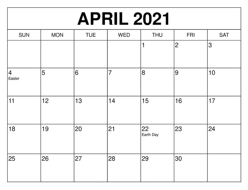 Retro April 2021 Calendar Holidays