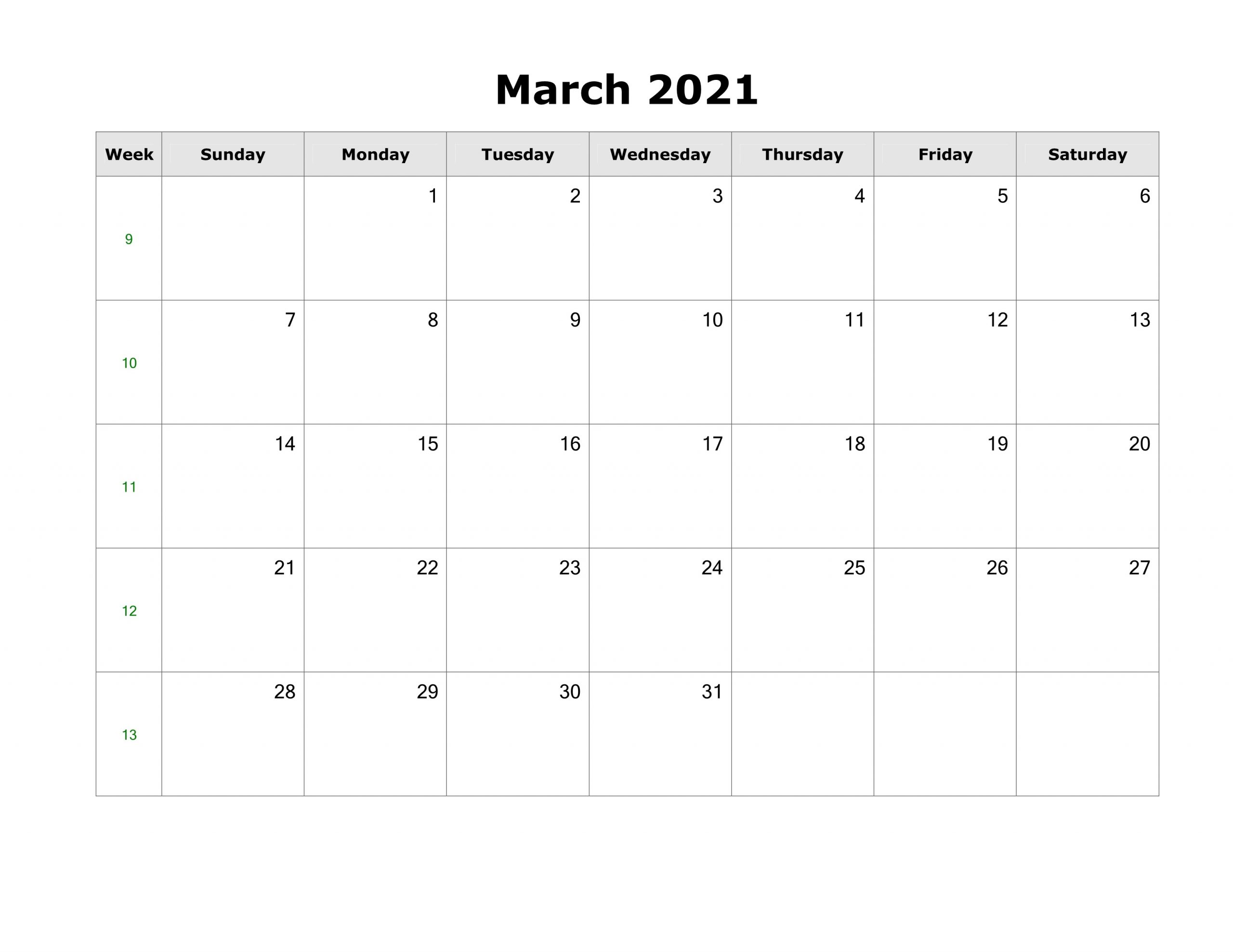 Yellow Background March Calendar 2021