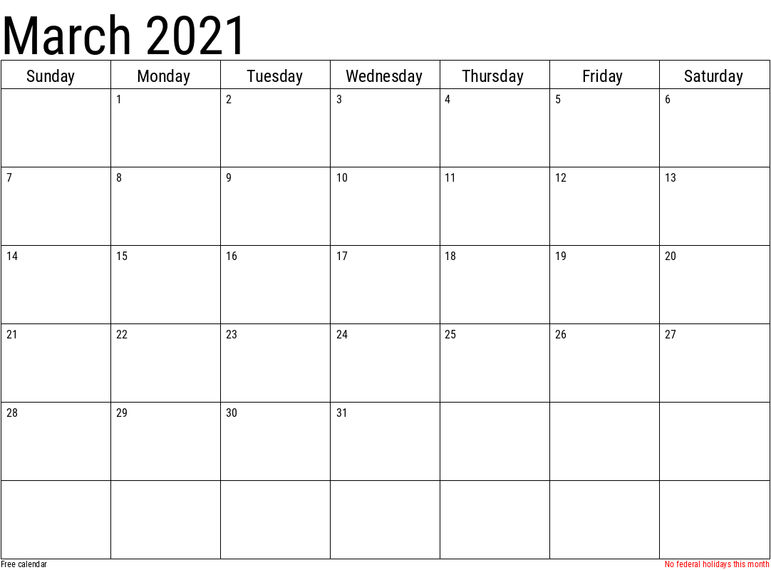 Yellow March Calendar 2021