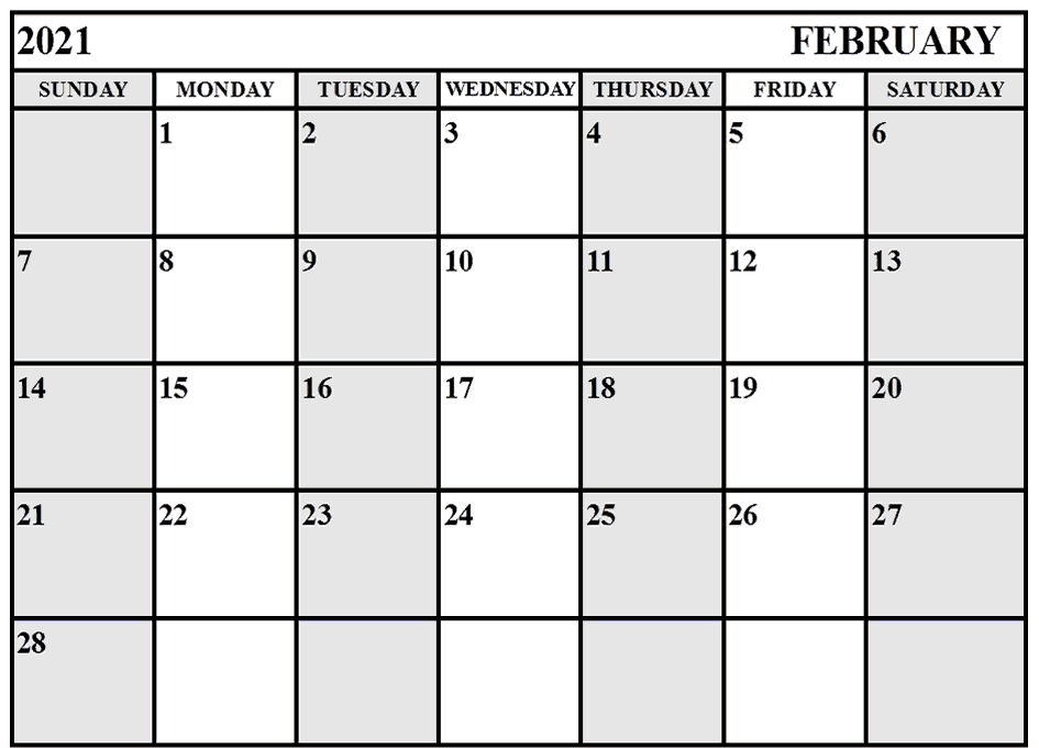 February 2021 Printable Calendar Free