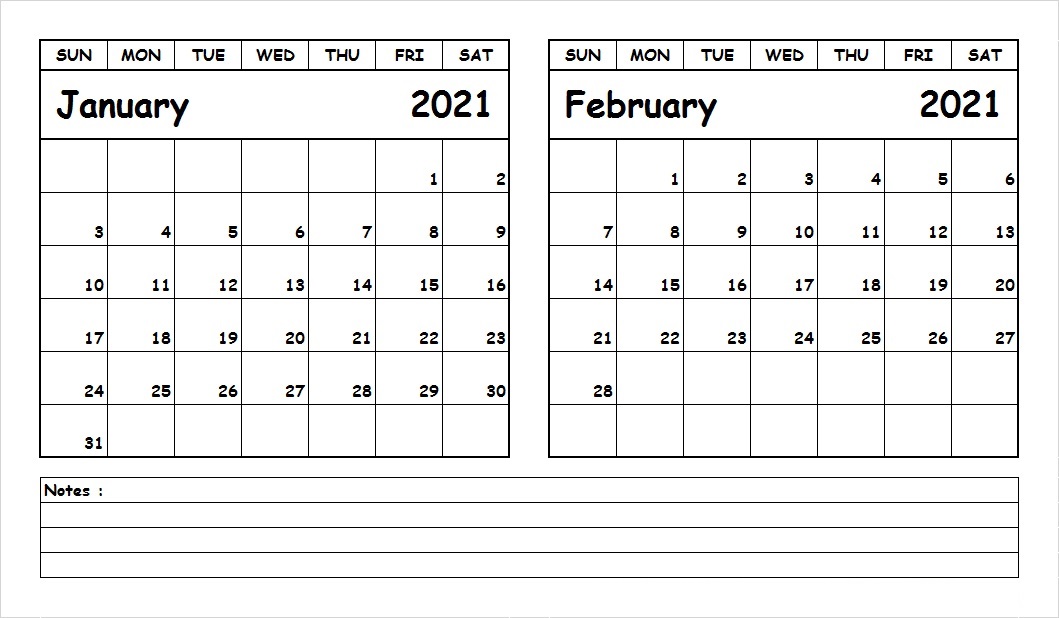 February 2021 Printable Calendar Page