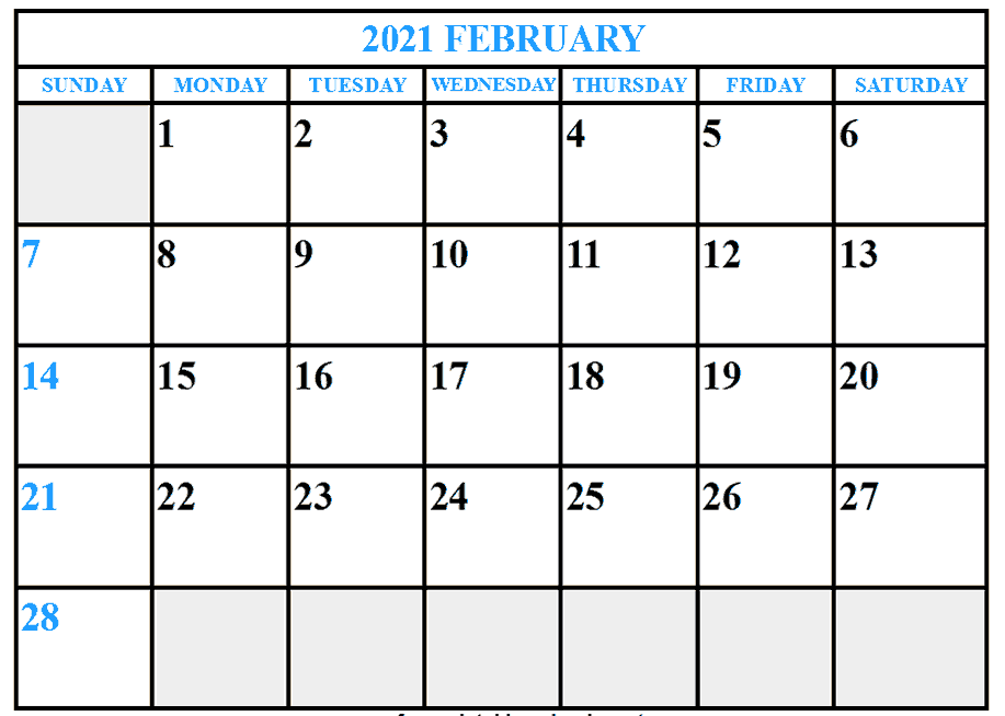 February 2021 Printable Calendar With Holidays