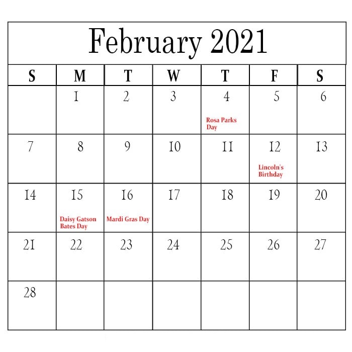 February 2021 Calendar Blank Wallpaper