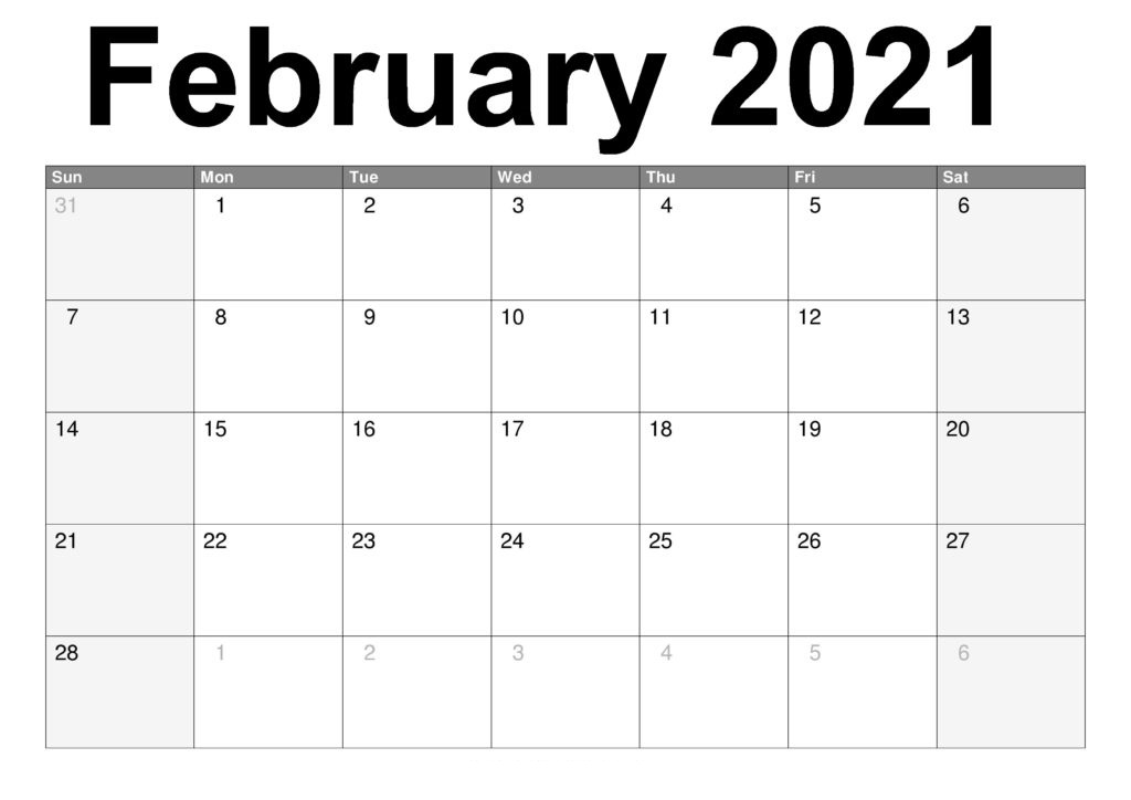 February 2021 Calendar Printable Cute