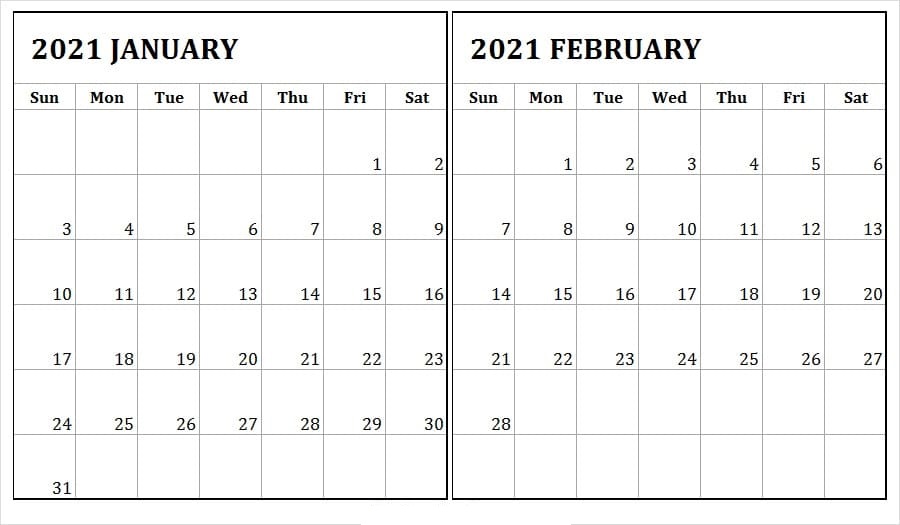 February 2021 Calendar Printable Monday Start