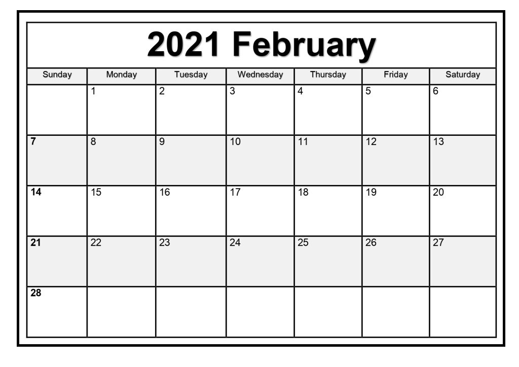 February 2021 Calendar Printable With Holidays