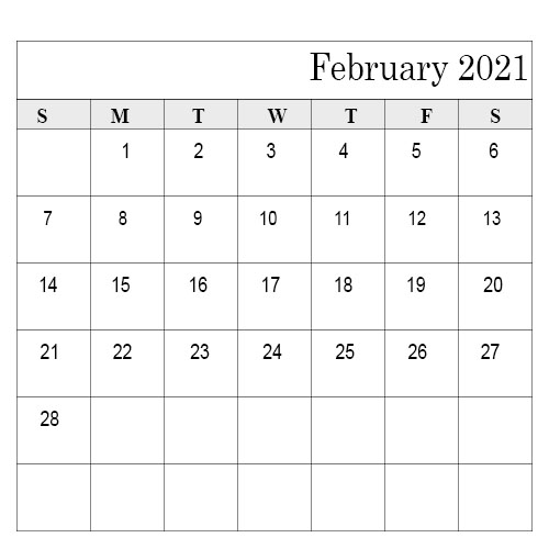 February 2021 Calendar Template Styles Dark Blue