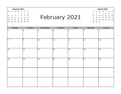 February 2021 Calendar Template