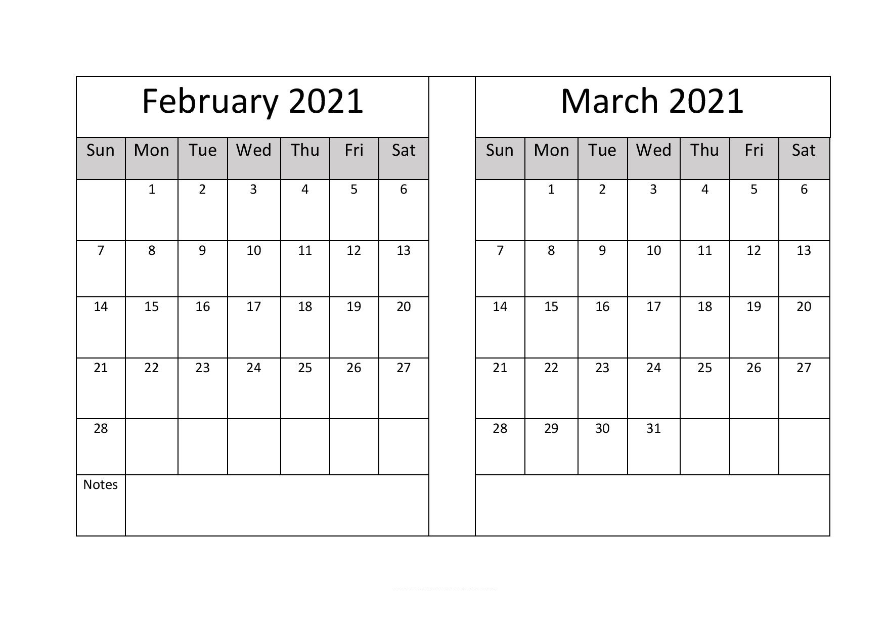 March 2021 Calendar Printable PDF