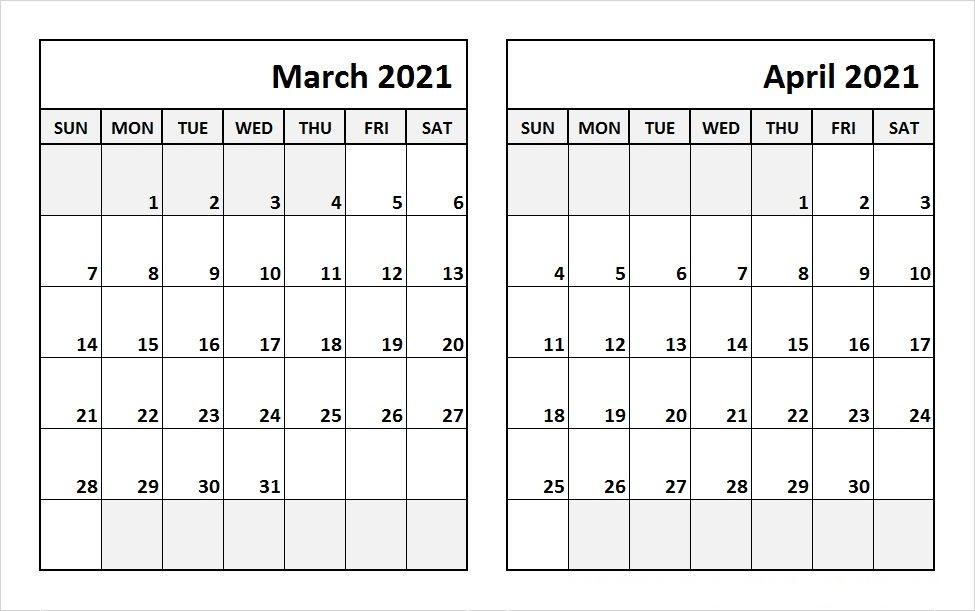 March 2021 Calendar Printable Word