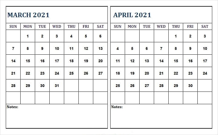 April 2021 Calendar Printable Word