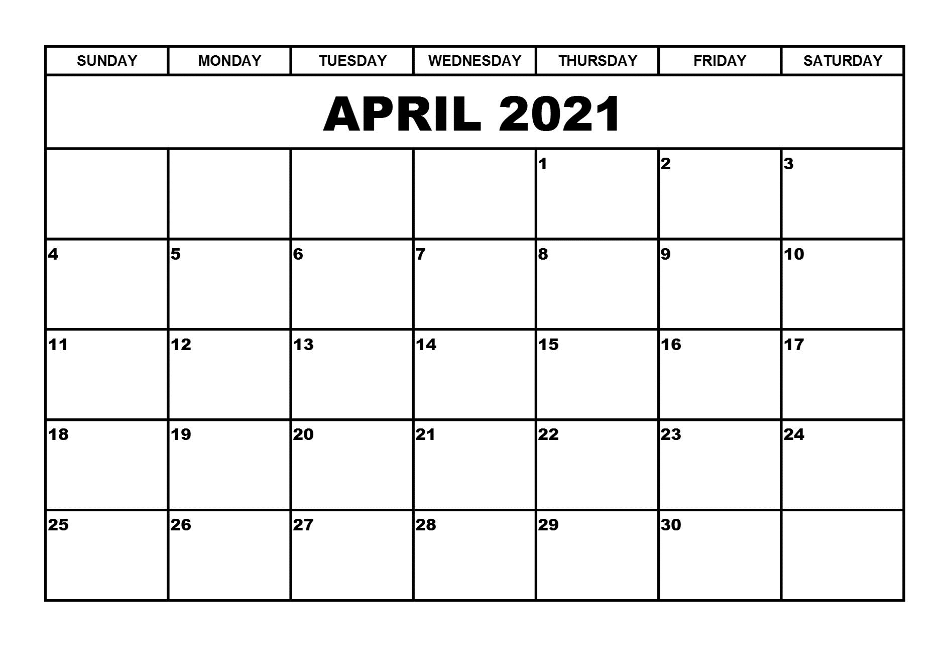 April 2021 Excel Calendar Template