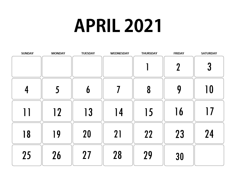 April 2021 Mobile Calendar Template