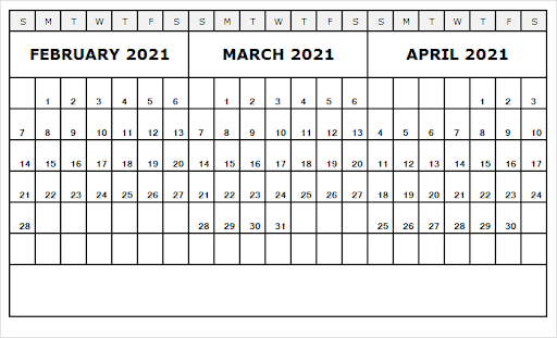 April 2021 Printable Calendar Notes