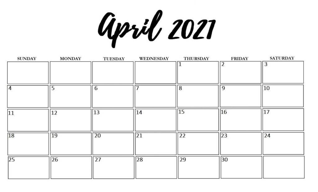 April 2021 Printable Calendar Waterproof