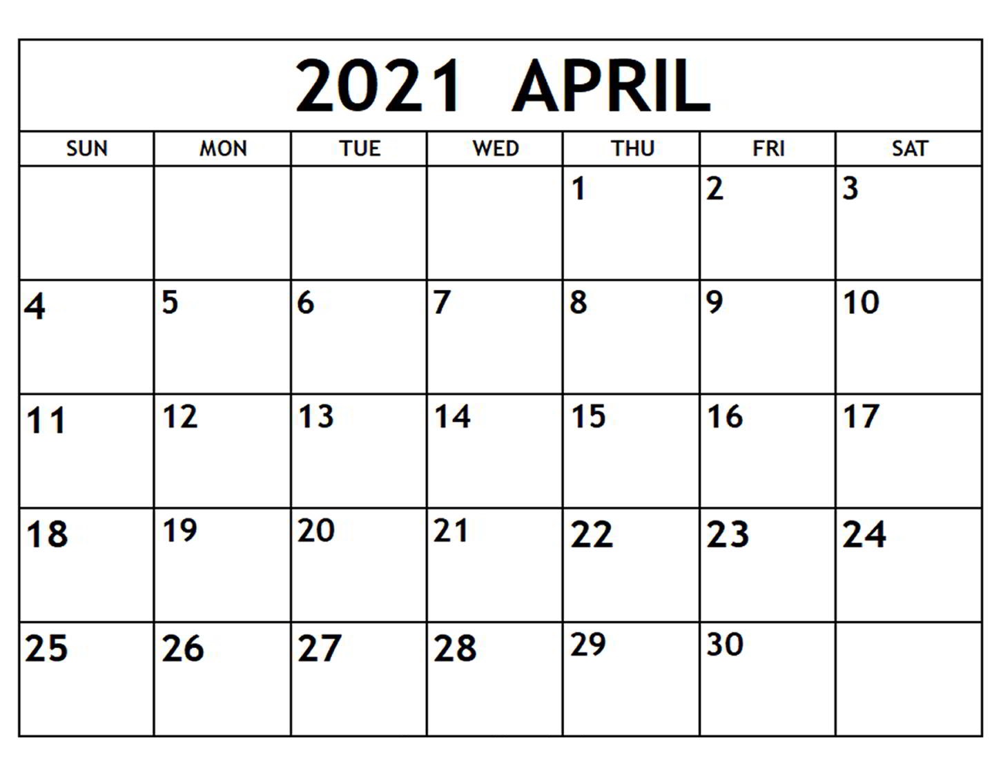 April 2021 Printable Calendar Waterproof