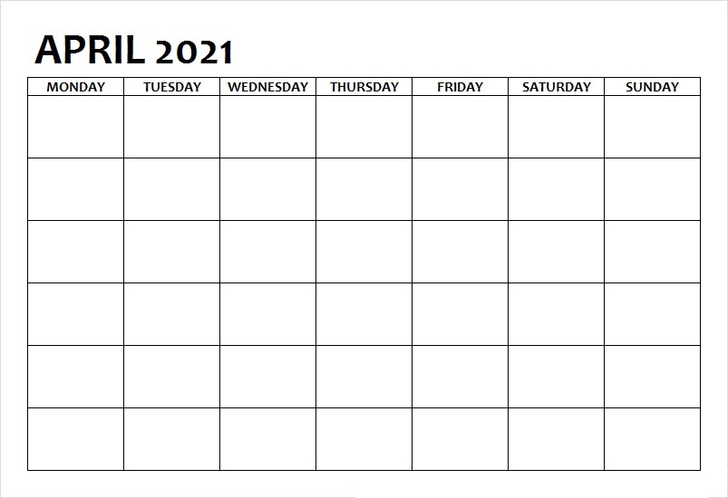 April 2021 Printable Calendar Wiki